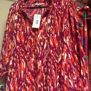 Flowy Top Michelle McDowell Vibrant Women's Top in Red and Orange XXL